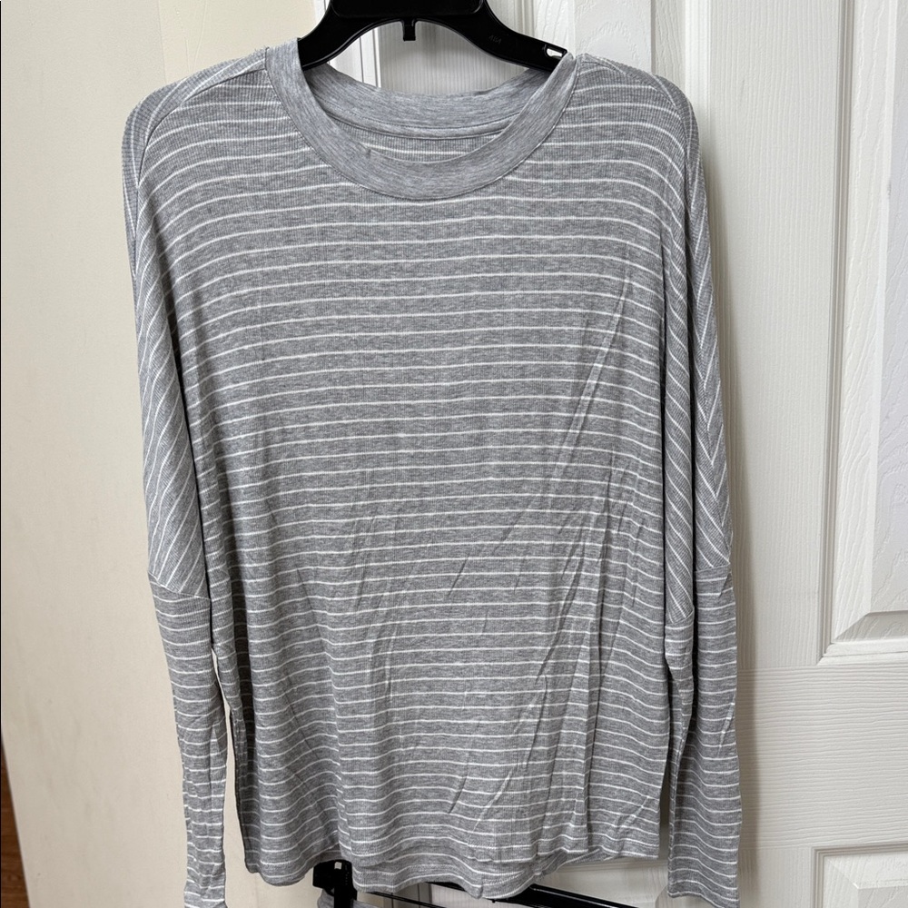 Gray Striped Long Sleeve pj set size medium